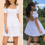 Lantern Sleeve Swing Mini Dress - Zeagoo (Us Only)