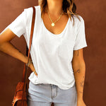 Zeagoo Women's Chest Pocket T Shirt Blouses Tops