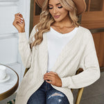 Zeagoo Women's 2023 Fall Winter Cardigan Sweaters Long Sleeve Open Front Cable Knit Outwear Coat with Pockets