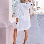 Linen Tunic Dress Shirts Boho Coverup Dresses with Belt - Zeagoo (Us Only)