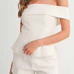 White Cotton and Linen Two-piece Suit