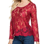 Sexy Sheer Floral Lace Blouse Top - Zeagoo (Us Only)