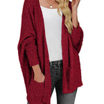 Zeagoo Women's 2023 Fall Winter Popcorn Cardigan Open Front Batwing Sleeve Oversized Chunky Knit Sweater with Pockets