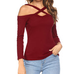 Zeagoo Women's Criss Cross Shoulder Blouse Top