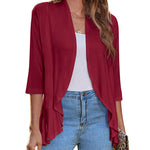 Zeagoo Women's 3/4 Sleeve Draped Ruffles Cardigan