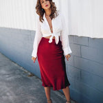 Satin Zipper Elegant Work Skirts - Zeagoo (US Only)