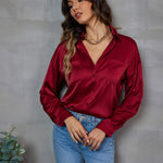 Satin Silk Button Down Shirts - Zeagoo (Us Only)