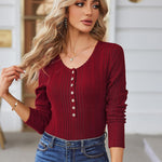 Zeagoo Sweaters Ribbed Knit Long Sleeve Henley Shirts