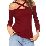 Zeagoo Women's Criss Cross Shoulder Blouse Top