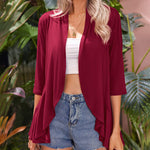 Zeagoo Women's 3/4 Sleeve Draped Ruffles Cardigan