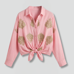 Ruby Anderson | Paisley Embroidered Tie-Front Blouse For Women