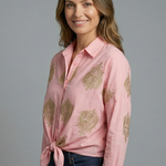Ruby Anderson | Paisley Embroidered Tie-Front Blouse For Women