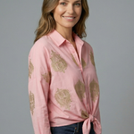 Ruby Anderson | Paisley Embroidered Tie-Front Blouse For Women
