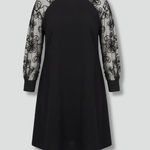 Mia Clarke | Long Sleeve Mini Dress with Embroidered Lace Sleeves For Women