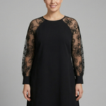 Mia Clarke | Long Sleeve Mini Dress with Embroidered Lace Sleeves For Women