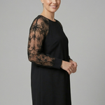 Mia Clarke | Long Sleeve Mini Dress with Embroidered Lace Sleeves For Women