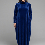 Sophie Turner | Velvet Maxi Dress with High Neck For Women