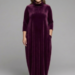 Sophie Turner | Velvet Maxi Dress with High Neck For Women
