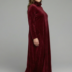 Sophie Turner | Velvet Maxi Dress with High Neck For Women