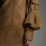 Vintage Loose Suede Turtleneck Mini Dress