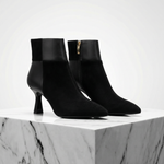 Women's Black Synthetic Leather Ankle Boots | Sleek Refined Style