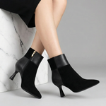 Women's Black Synthetic Leather Ankle Boots | Sleek Refined Style
