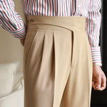 Men's Cotton-Silk Blend Plaid Pants | Tailored Lightweight Comfort Fit