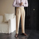 Men's Cotton-Silk Blend Plaid Pants | Tailored Lightweight Comfort Fit