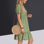 Women's Crinkle Fabric Boho Dress | Flowy Lightweight Summer Essential