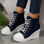 Women's Denim Wedge Sneakers | Stylish All-Day Comfort Fit