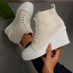 Women's Denim Wedge Sneakers | Stylish All-Day Comfort Fit
