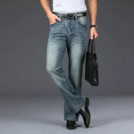 Men's Faded Black Cotton Blend Flared Jeans | Timeless Vintage Appeal