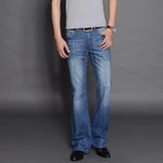 Men's Faded Black Cotton Blend Flared Jeans | Timeless Vintage Appeal