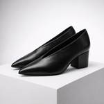 Women's Genuine Italian Leather Block Heels | All-Day Comfort Fit
