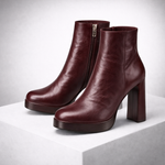 Women's Genuine Italian Leather Block Heels | Sleek All-Day Comfort Design