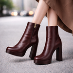 Women's Genuine Italian Leather Block Heels | Sleek All-Day Comfort Design