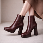 Women's Genuine Italian Leather Block Heels | Sleek All-Day Comfort Design
