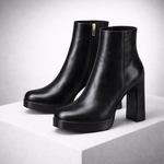 Women's Genuine Italian Leather Block Heels | Sleek All-Day Comfort Design