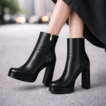 Women's Genuine Italian Leather Block Heels | Sleek All-Day Comfort Design