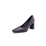 Women's Genuine Leather Block Heel Pumps | Elegant All-Day Comfort Style