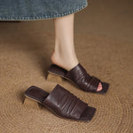 Women's Genuine Leather Block Heel Sandals | Elegant All-Day Comfort Fit