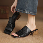 Women's Genuine Leather Block Heel Sandals | Elegant All-Day Comfort Fit