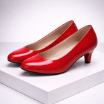 Women's Glossy Leather Black Pumps | Sleek All-Day Comfort Design