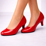 Women's Glossy Leather Black Pumps | Sleek All-Day Comfort Design