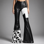 Women's Glossy Leather Flare Pants | Statement Sculpted Silhouette