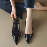 Women's Glossy Leather Slingback Heels | Effortless All-Day Style