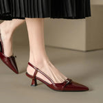 Women's Glossy Leather Slingback Heels | Effortless All-Day Style