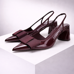Women's Glossy Leather Slingback Heels | Elegant Comfort Fit
