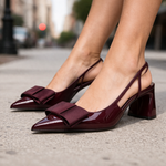 Women's Glossy Leather Slingback Heels | Elegant Comfort Fit