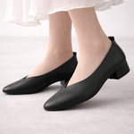 Women's Italian Leather Black Pumps | Elegant All-Day Comfort Style